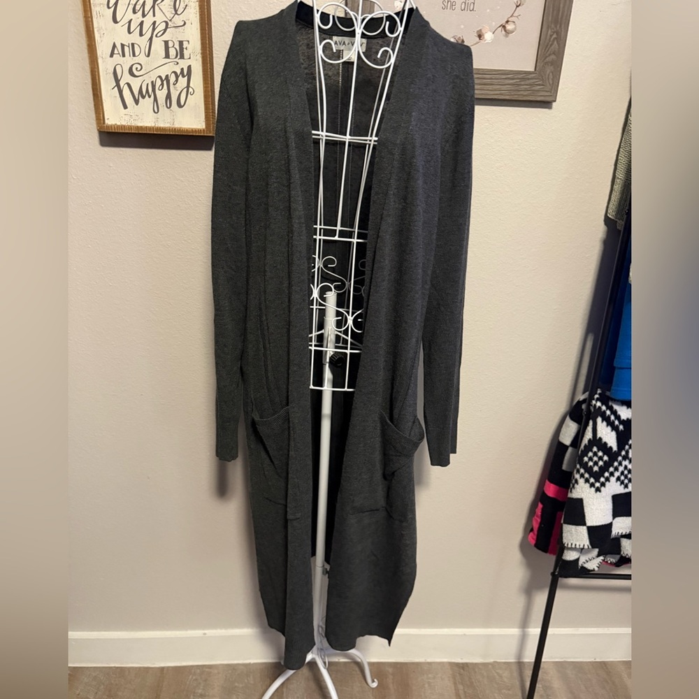 Ava & Viv Dark Gray Long Cardigan